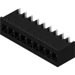 Pin header, 9 pole, pitch 5 mm, angled, black, 8000072512