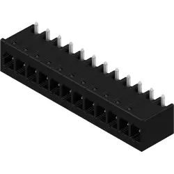 Pin header, 12 pole, pitch 5 mm, angled, black, 8000072515