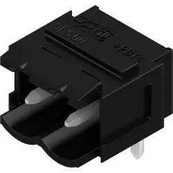 Pin header, 2 pole, pitch 5 mm, angled, black, 1626210000