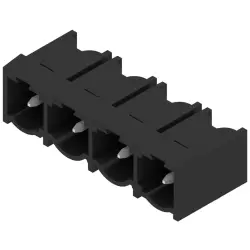 Pin header, 4 pole, pitch 7.62 mm, angled, black, 1026780000