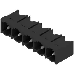 Pin header, 5 pole, pitch 7.62 mm, angled, black, 1026790000