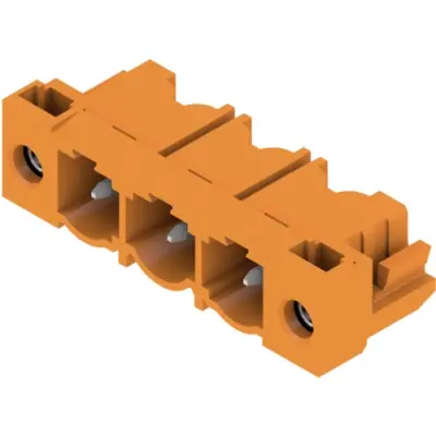 Pin header, 3 pole, pitch 7.62 mm, angled, orange, 1026820000 - 1