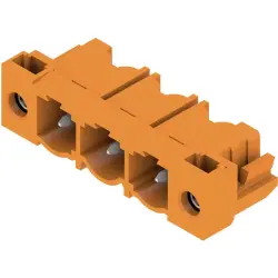 Pin header, 3 pole, pitch 7.62 mm, angled, orange, 1026820000