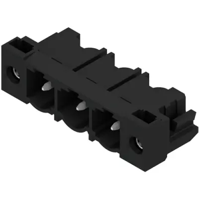 Pin header, 3 pole, pitch 7.62 mm, angled, black, 1026860000 - 1