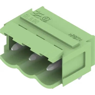 Pin header, 3 pole, pitch 5 mm, angled, green, 1167130000 - 1