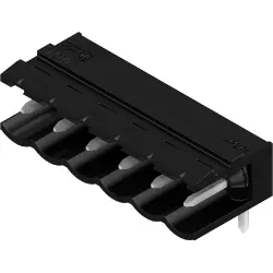 Pin header, 6 pole, pitch 5 mm, angled, black, 1596180000