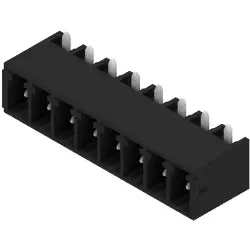 Pin header, 8 pole, pitch 3.81 mm, angled, black, 1036890000