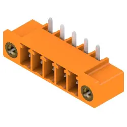 Pin header, 5 pole, pitch 3.81 mm, angled, orange, 1038070000