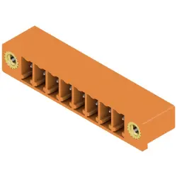 Pin header, 8 pole, pitch 3.81 mm, angled, orange, 1038110000