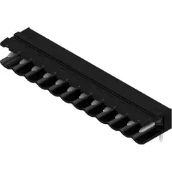 Pin header, 12 pole, pitch 5 mm, angled, black, 1626080000