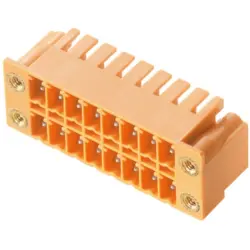 Pin header, 20 pole, pitch 3.81 mm, angled, orange, 1041040000