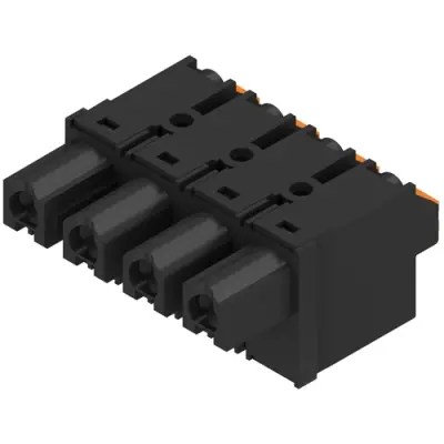 Socket header, 4 pole, pitch 7.62 mm, straight, black, 1043850000 - 1