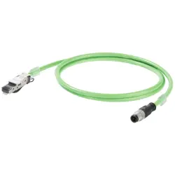System cable, PROFINET, M12-plug, straight to RJ45 plug, straight, Cat 5e, SF/UTP, PUR, 10 m, green, 1044470100