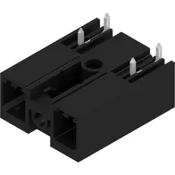 Pin header, 2 pole, pitch 7.62 mm, angled, black, 1048370000