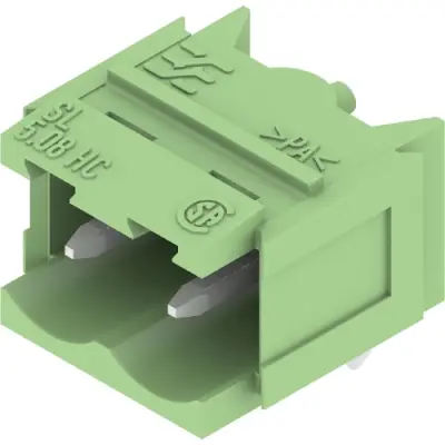 Pin header, 2 pole, pitch 5.08 mm, angled, green, 1409260000 - 1