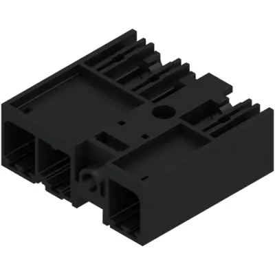 Pin header, 3 pole, pitch 7.62 mm, angled, black, 1048450000 - 1