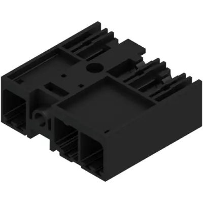Pin header, 3 pole, pitch 7.62 mm, angled, black, 1048460000 - 1