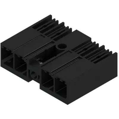 Pin header, 4 pole, pitch 7.62 mm, angled, black, 1048580000 - 1