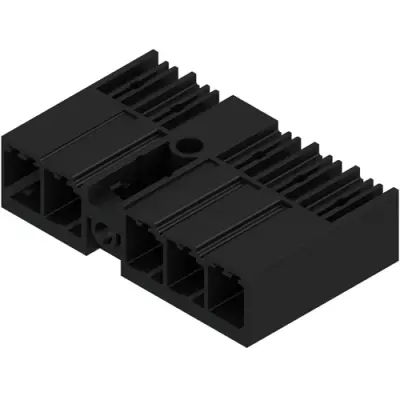 Pin header, 5 pole, pitch 7.62 mm, angled, black, 1048680000 - 1