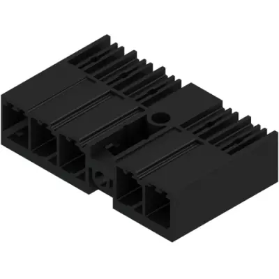Pin header, 5 pole, pitch 7.62 mm, angled, black, 1048690000 - 1