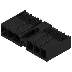 Pin header, 6 pole, pitch 7.62 mm, angled, black, 1048760000