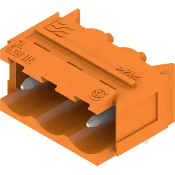 Pin header, 3 pole, pitch 5.08 mm, angled, orange, 2766940000