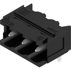 Pin header, 3 pole, pitch 5.08 mm, angled, black, 2551400000