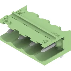 Pin header, 4 pole, pitch 5.08 mm, angled, green, 1401640000