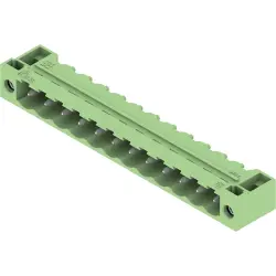 Pin header, 12 pole, pitch 5.08 mm, angled, green, 1324790000