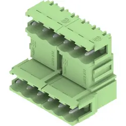 Pin header, 12 pole, pitch 5.08 mm, angled, green, 1013950000