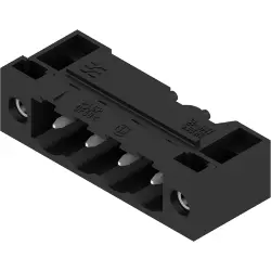 Pin header, 4 pole, pitch 5.08 mm, angled, black, 1879930000