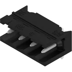 Pin header, 4 pole, pitch 5.08 mm, angled, black, 1993930000
