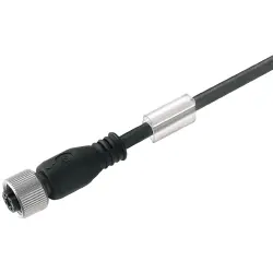 Bus line, M12 socket, straight to open end, Cat 5e, PVC, 8 m, black, 1060120800