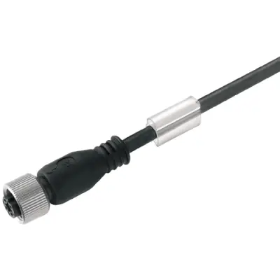 Bus line, M12 socket, straight to open end, Cat 5e, PVC, 8 m, black, 1060120800 - 1