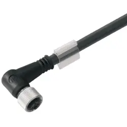 Bus line, M12 socket, angled to open end, PUR, 1.5 m, black, 1061980150
