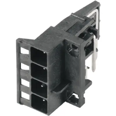 Pin header, 4 pole, pitch 5 mm, angled, black, 1063250000 - 1