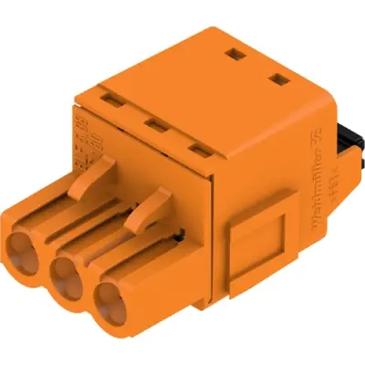 Socket header, 3 pole, pitch 5.08 mm, straight, orange, 1368820000 - 1