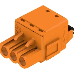 Socket header, 3 pole, pitch 5.08 mm, straight, orange, 1368820000