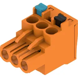 Socket header, 3 pole, pitch 5.08 mm, angled, orange, 2764380000