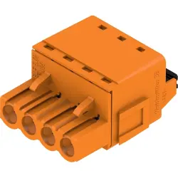 Socket header, 4 pole, pitch 5.08 mm, straight, orange, 1368830000