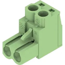 Socket header, 2 pole, pitch 5 mm, straight, green, 1204960000