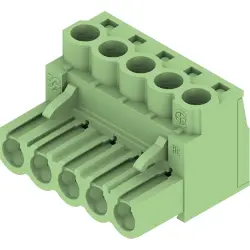 Socket header, 5 pole, pitch 5 mm, straight, green, 1204990000