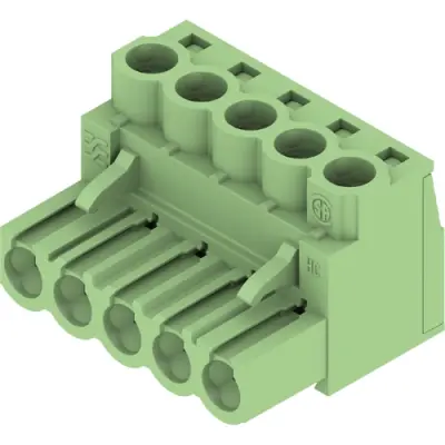 Socket header, 5 pole, pitch 5 mm, straight, green, 1204990000 - 1