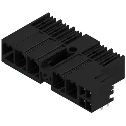 Pin header, 5 pole, pitch 7.62 mm, angled, black, 1090600000