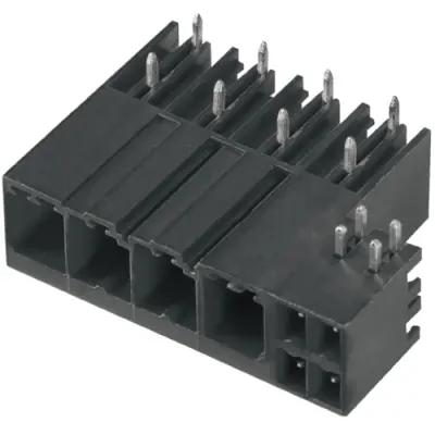 Pin header, 4 pole, pitch 7.62 mm, angled, black, 1091120000 - 1