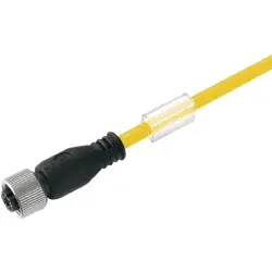 Sensor actuator cable, M12-cable socket, straight to open end, 4 pole, 5 m, PUR, yellow, 4 A, 1092920500