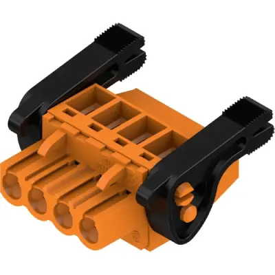 Socket header, 4 pole, pitch 5.08 mm, angled, orange, 1087270000 - 1