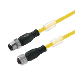 Sensor actuator cable, M12-cable plug, straight to M12-cable socket, straight, 3 pole, 1.5 m, PUR, yellow, 4 A, 1093010150