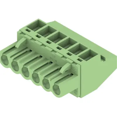 Socket header, 6 pole, pitch 5.08 mm, angled, green, 1362450000 - 1