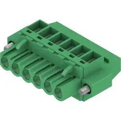 Socket header, 6 pole, pitch 5.08 mm, angled, green, 1284860000